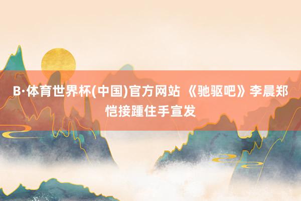B·体育世界杯(中国)官方网站 《驰驱吧》李晨郑恺接踵住手宣发