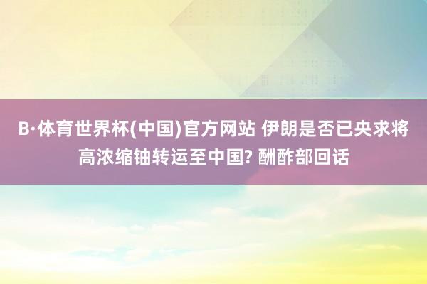 B·体育世界杯(中国)官方网站 伊朗是否已央求将高浓缩铀转运至中国? 酬酢部回话