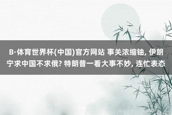 B·体育世界杯(中国)官方网站 事关浓缩铀, 伊朗宁求中国不求俄? 特朗普一看大事不妙, 连忙表态