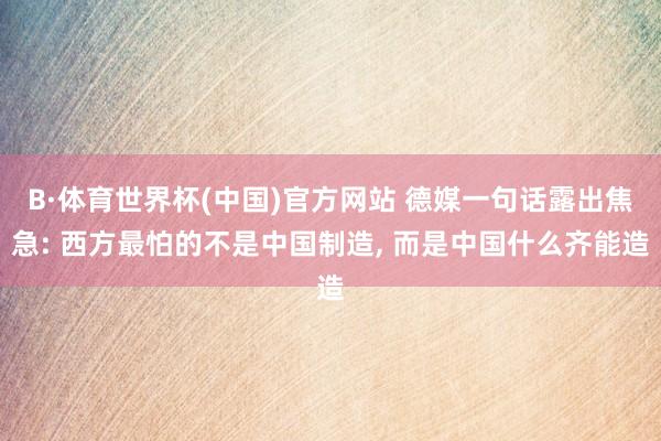 B·体育世界杯(中国)官方网站 德媒一句话露出焦急: 西方最怕的不是中国制造, 而是中国什么齐能造