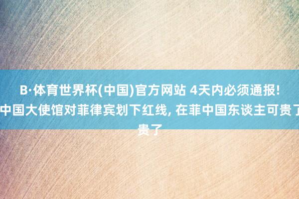 B·体育世界杯(中国)官方网站 4天内必须通报! 中国大使馆对菲律宾划下红线, 在菲中国东谈主可贵了