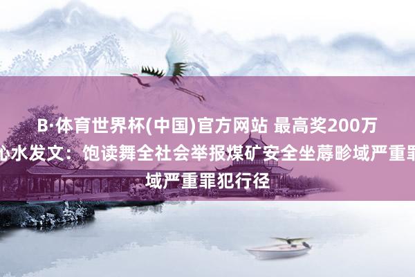 B·体育世界杯(中国)官方网站 最高奖200万！山西沁水发文：饱读舞全社会举报煤矿安全坐蓐畛域严重罪犯行径