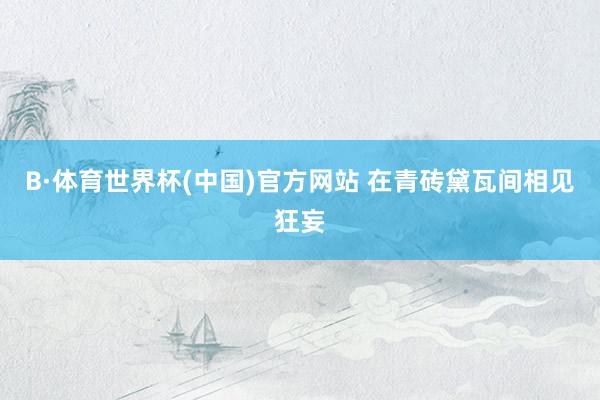 B·体育世界杯(中国)官方网站 在青砖黛瓦间相见狂妄