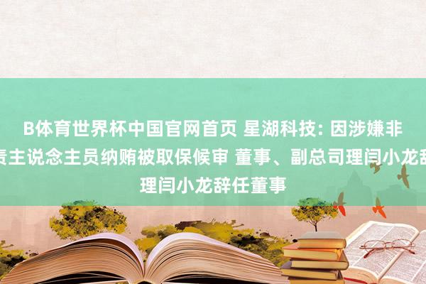 B体育世界杯中国官网首页 星湖科技: 因涉嫌非国度职责主说念主员纳贿被取保候审 董事、副总司理闫小龙辞任董事