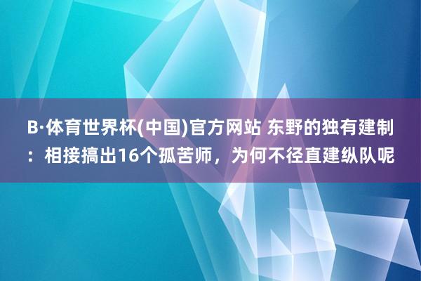 B·体育世界杯(中国)官方网站 东野的独有建制：相接搞出16个孤苦师，为何不径直建纵队呢