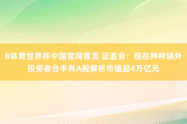 B体育世界杯中国官网首页 证监会：现在种种境外投资者合手有A股解析市值超4万亿元