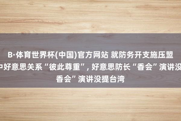 B·体育世界杯(中国)官方网站 就防务开支施压盟友, 谈中好意思关系“彼此尊重”, 好意思防长“香会”演讲没提台湾