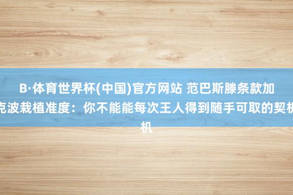 B·体育世界杯(中国)官方网站 范巴斯滕条款加克波栽植准度：你不能能每次王人得到随手可取的契机