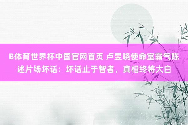 B体育世界杯中国官网首页 卢昱晓使命室霸气陈述片场坏话：坏话止于智者，真相终将大白