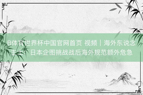 B体育世界杯中国官网首页 视频｜海外东说念主士：日本企图挑战战后海外规范额外危急