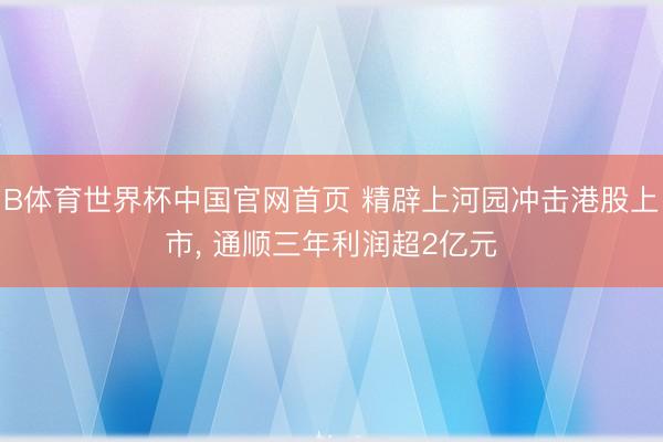 B体育世界杯中国官网首页 精辟上河园冲击港股上市， 通顺三年利润超2亿元