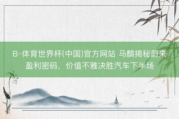 B·体育世界杯(中国)官方网站 马麟揭秘蔚来盈利密码,价值不雅决胜汽车下半场