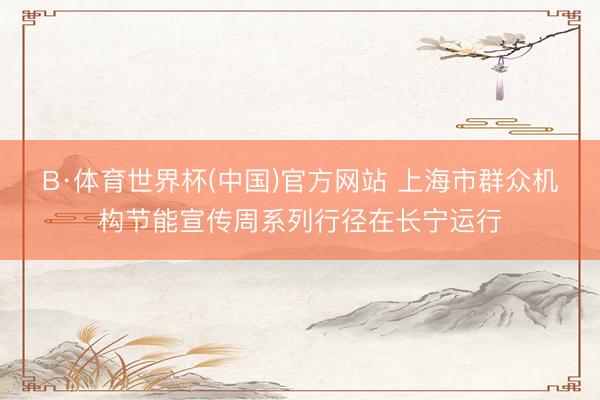 B·体育世界杯(中国)官方网站 上海市群众机构节能宣传周系列行径在长宁运行